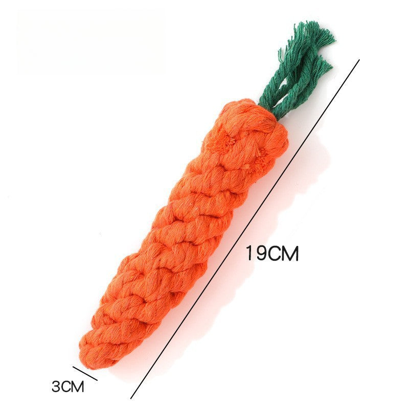 3 PCS Carrot Dog Teething Toy Pet Chew Cotton Knot Carrot Toy