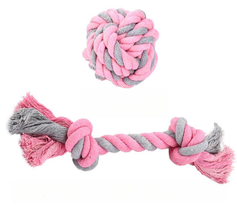 Eco-Friendly Waterproof Dog Hand-Woven Cotton Ball and Knot Chew Pet Toy