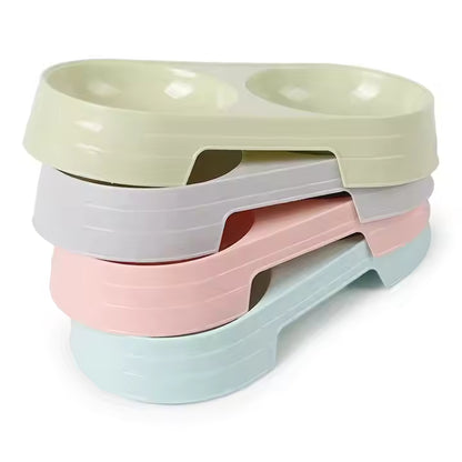 4 Pcs Plastic Food Basic Cat Bowl Double Pet Dog Bowl