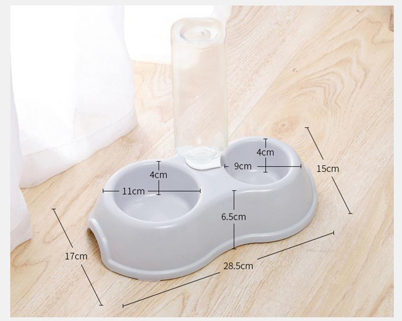 Pet Food Water Bowl Dog Cat Feeder Bowl Double Pet Bowls with Automatic Water Bottle