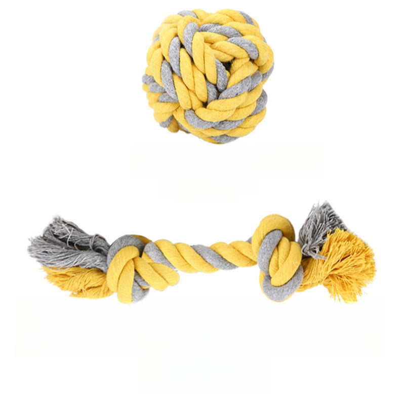 Eco-Friendly Waterproof Dog Hand-Woven Cotton Ball and Knot Chew Pet Toy
