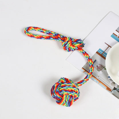Dental Cleaning Chew Bite Resistant Rainbow Color Pet Dog Rope Toy Set