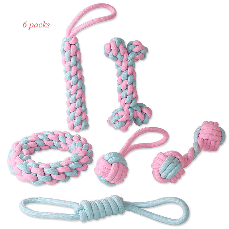 Woven Cotton Rope Toys Customized Color Blocked Dog Chew Stick Toys