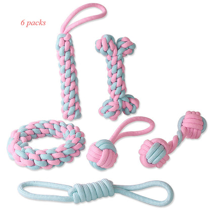 Woven Cotton Rope Toys Customized Color Blocked Dog Chew Stick Toys