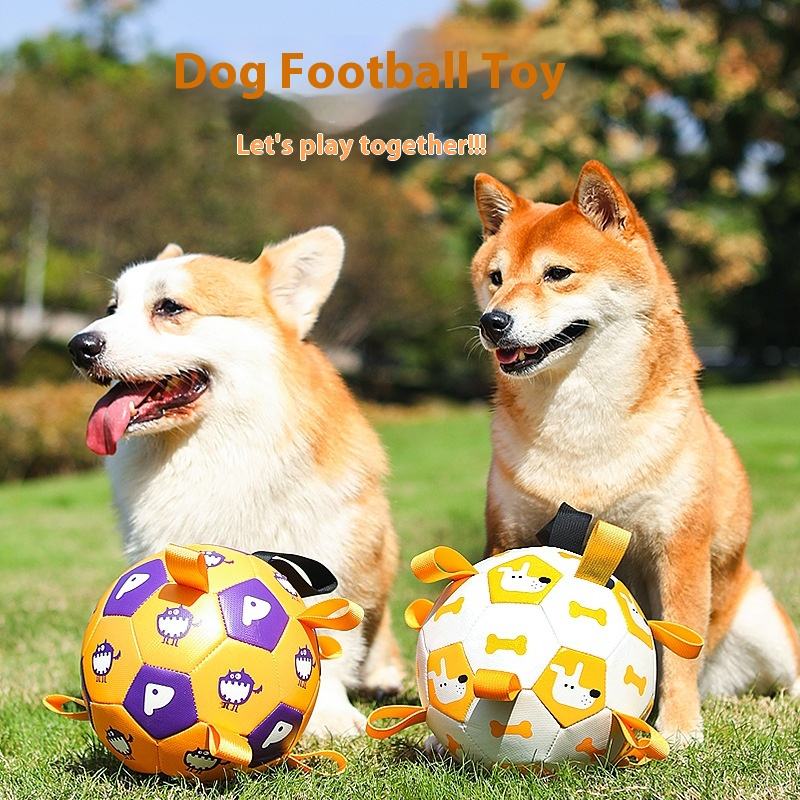 Soccer Ball with Straps Interactive Dog Toys for Water & Tug Toy