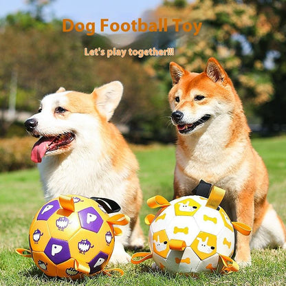 Soccer Ball with Straps Interactive Dog Toys for Water & Tug Toy