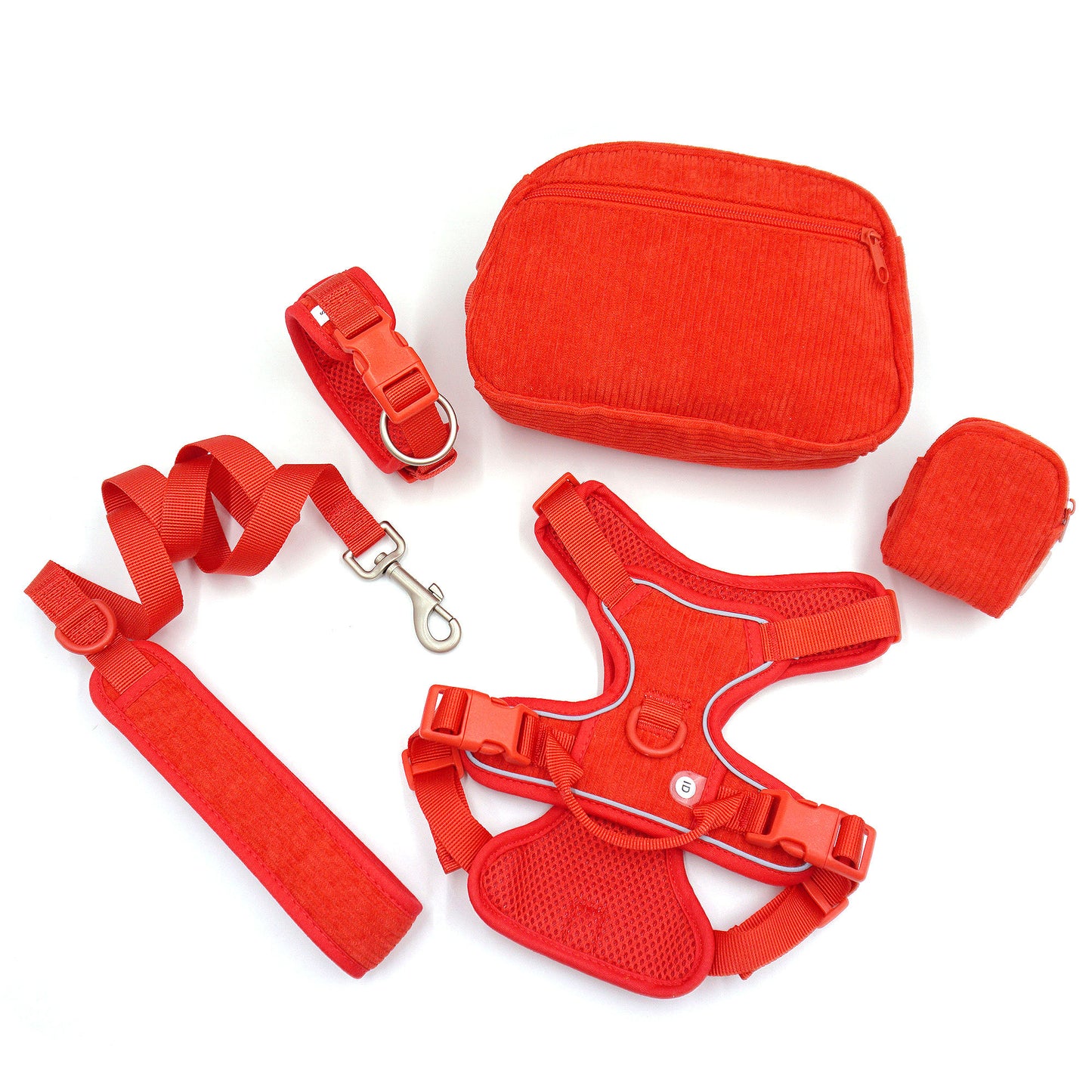 Dog Collar Walking Bag with Poop Dispenser Set No Pull Dog Harness