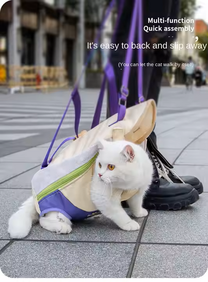 Haustier-Tragerucksack, verstellbarer Haustier-Front-Katzen-Hunde-Tragerucksack, Reisetasche für Reisen, Wandern, Camping für kleine und mittelgroße Hunde, Katzen und Kaninchen 