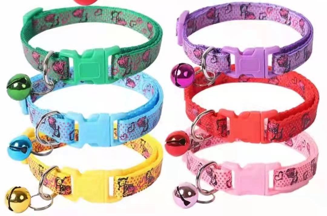 6 PCS Adjustable Cat Collar with Bell