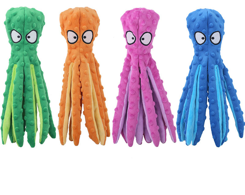 2er-Pack quietschende Hundespielzeuge, Oktopus, keine Füllung, knisterndes Plüsch-Haustierspielzeug 