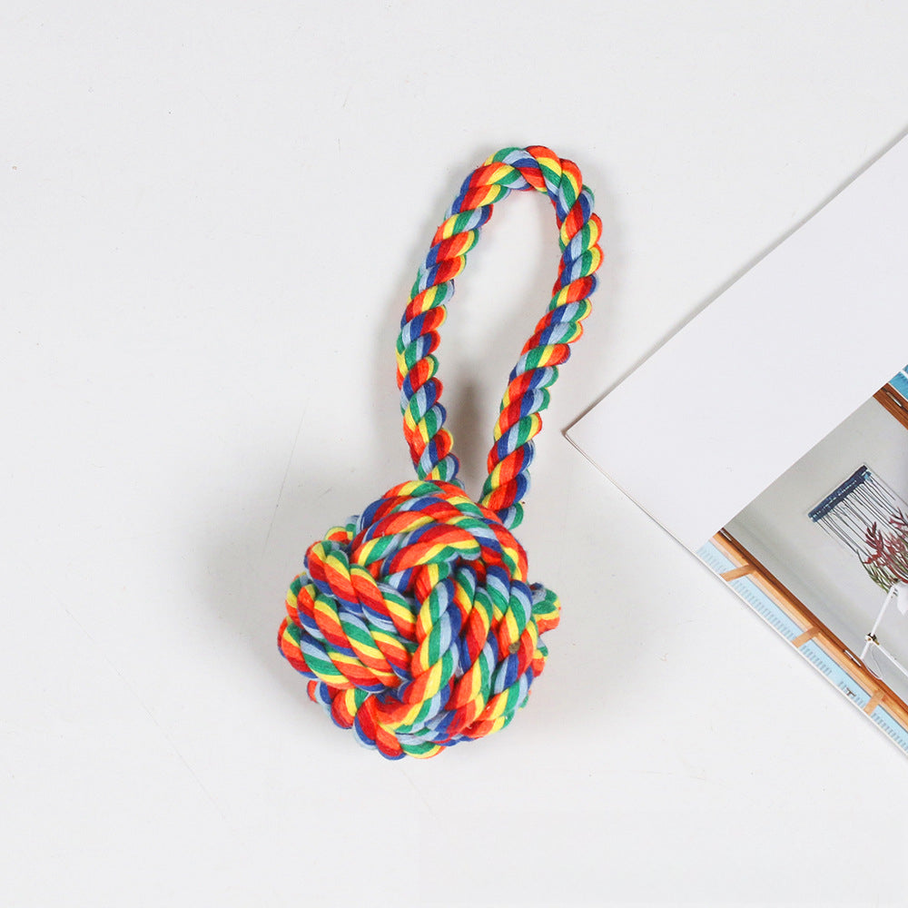 Dental Cleaning Chew Bite Resistant Rainbow Color Pet Dog Rope Toy Set