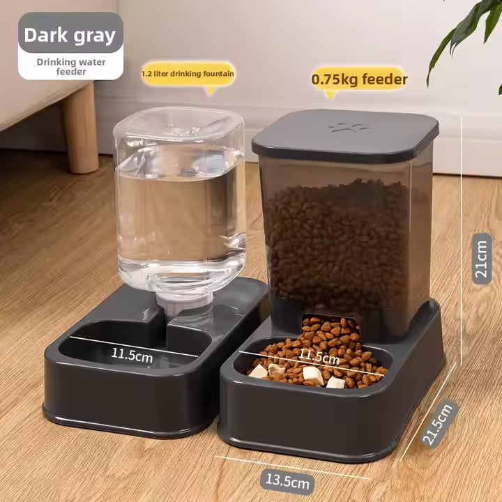 2-in-1 Food Bowl and Water Fountain Automatic Water Dispenser for Cats and Dogs