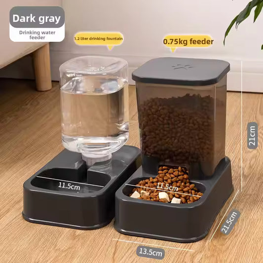 2-in-1 Food Bowl and Water Fountain Automatic Water Dispenser for Cats and Dogs