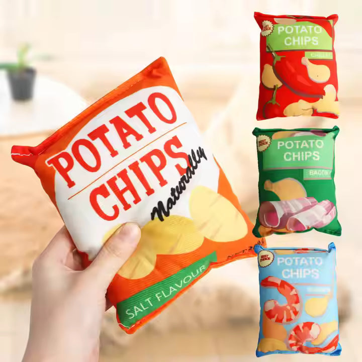4 Packs Eco-Friendly Chip Shape Pet Chew Toy with Squeaker