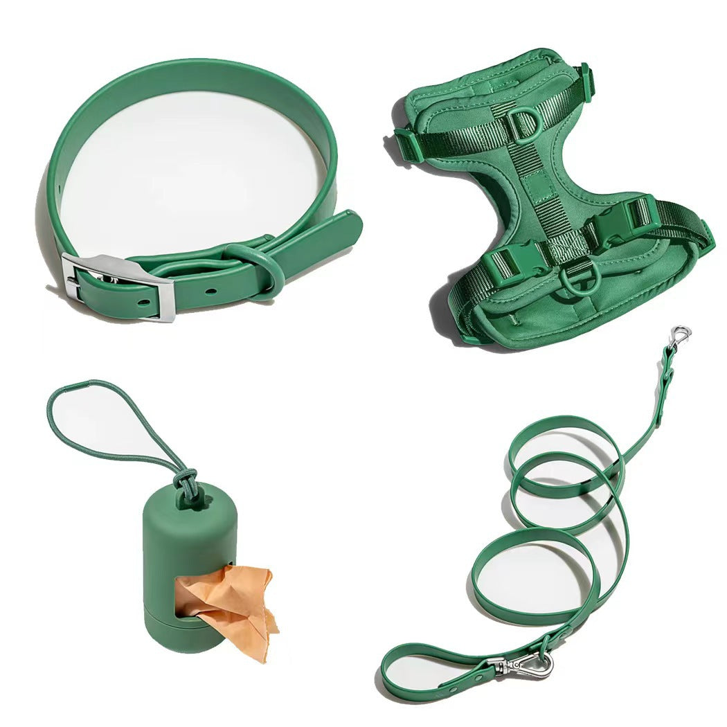 Waterproof Luxury PVC Dog Harness Dog Collar and Leash Set