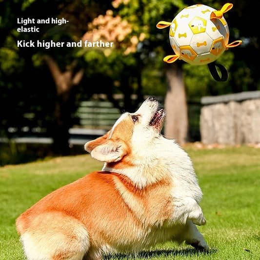 Soccer Ball with Straps Interactive Dog Toys for Water & Tug Toy