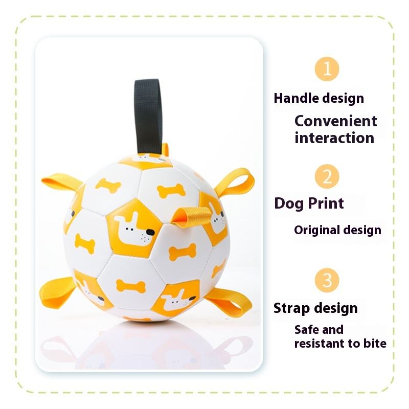 Soccer Ball with Straps Interactive Dog Toys for Water & Tug Toy