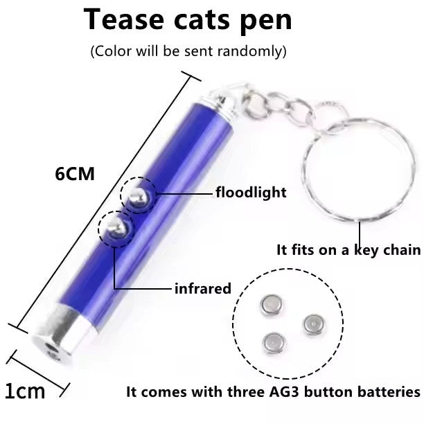 3 pcs Interactive Electric Cat Toys Red Laser Pointer Flashlight Keychain Cat Toy