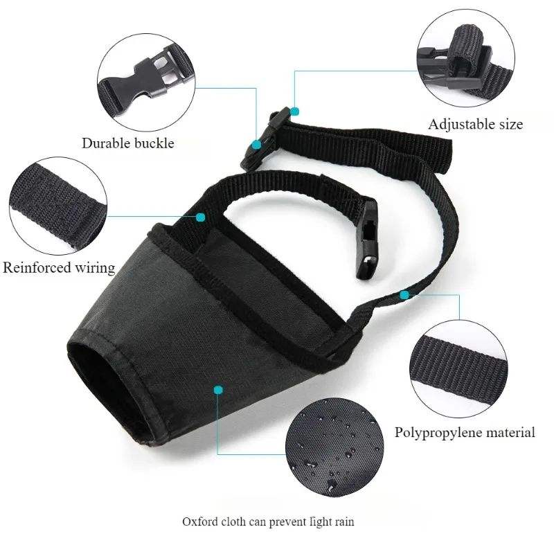 Adjustable Dog Mouth Cover Breathable Light Rain Protection Anti-Barking Dog Muzzle