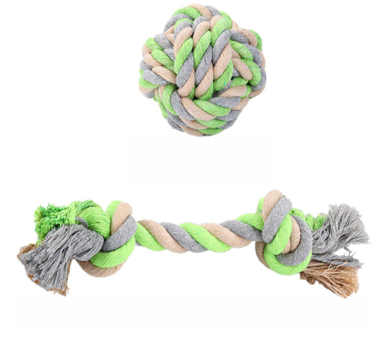 Eco-Friendly Waterproof Dog Hand-Woven Cotton Ball and Knot Chew Pet Toy