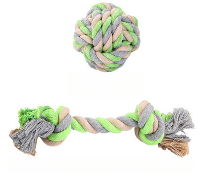 Eco-Friendly Waterproof Dog Hand-Woven Cotton Ball and Knot Chew Pet Toy