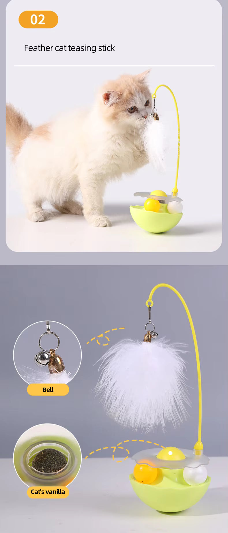 Interactive Feather Toy Funny Removable Tumbler Cat Toy Feather