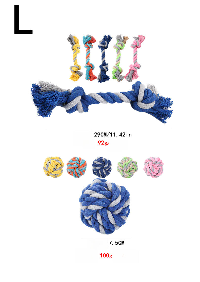 Eco-Friendly Waterproof Dog Hand-Woven Cotton Ball and Knot Chew Pet Toy