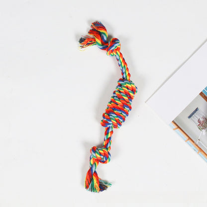 Dental Cleaning Chew Bite Resistant Rainbow Color Pet Dog Rope Toy Set