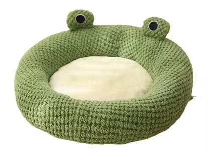 Frog Shaped Cat Bed Warm for Cats and Small Dogs Winter Sleeping Nest