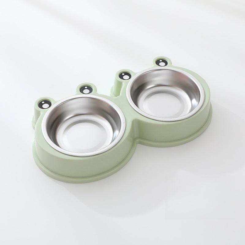 Double Food & Water Stainless Steel Pet Bowls Non-Slip with Cute Modeling