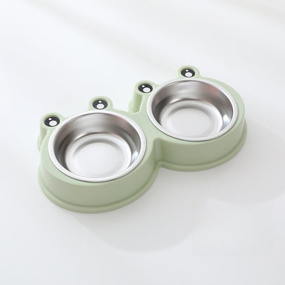 Double Food & Water Stainless Steel Pet Bowls Non-Slip with Cute Modeling