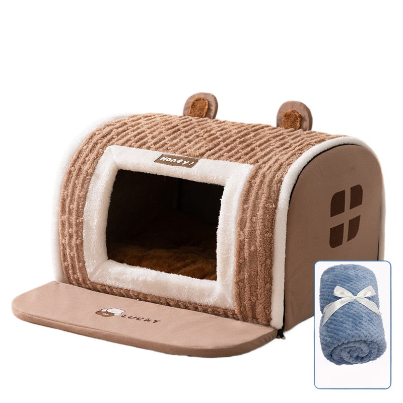 Dog House Warm Cave Sleeping Nest Detachable Foldable Soft Pet Beds