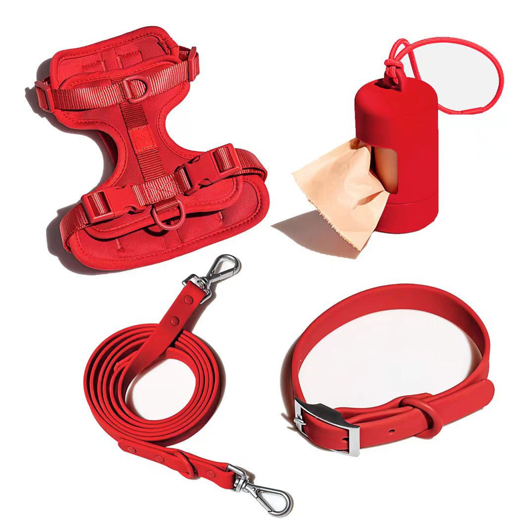 Waterproof Luxury PVC Dog Harness Dog Collar and Leash Set