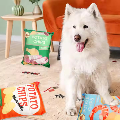 4 Packs Eco-Friendly Chip Shape Pet Chew Toy with Squeaker