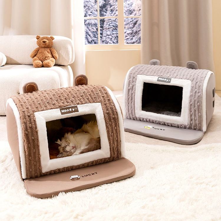 Dog House Warm Cave Sleeping Nest Detachable Foldable Soft Pet Beds