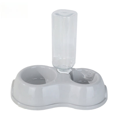 Pet Food Water Bowl Dog Cat Feeder Bowl Double Pet Bowls with Automatic Water Bottle