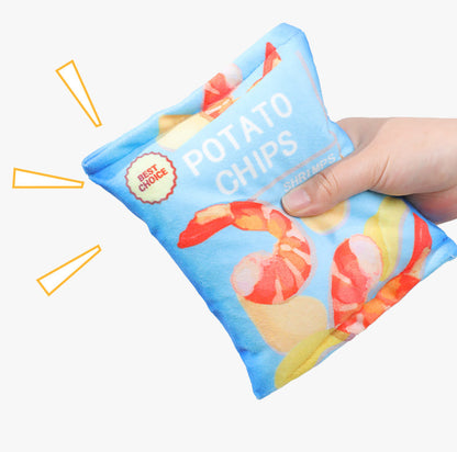 4 Packs Eco-Friendly Chip Shape Pet Chew Toy with Squeaker