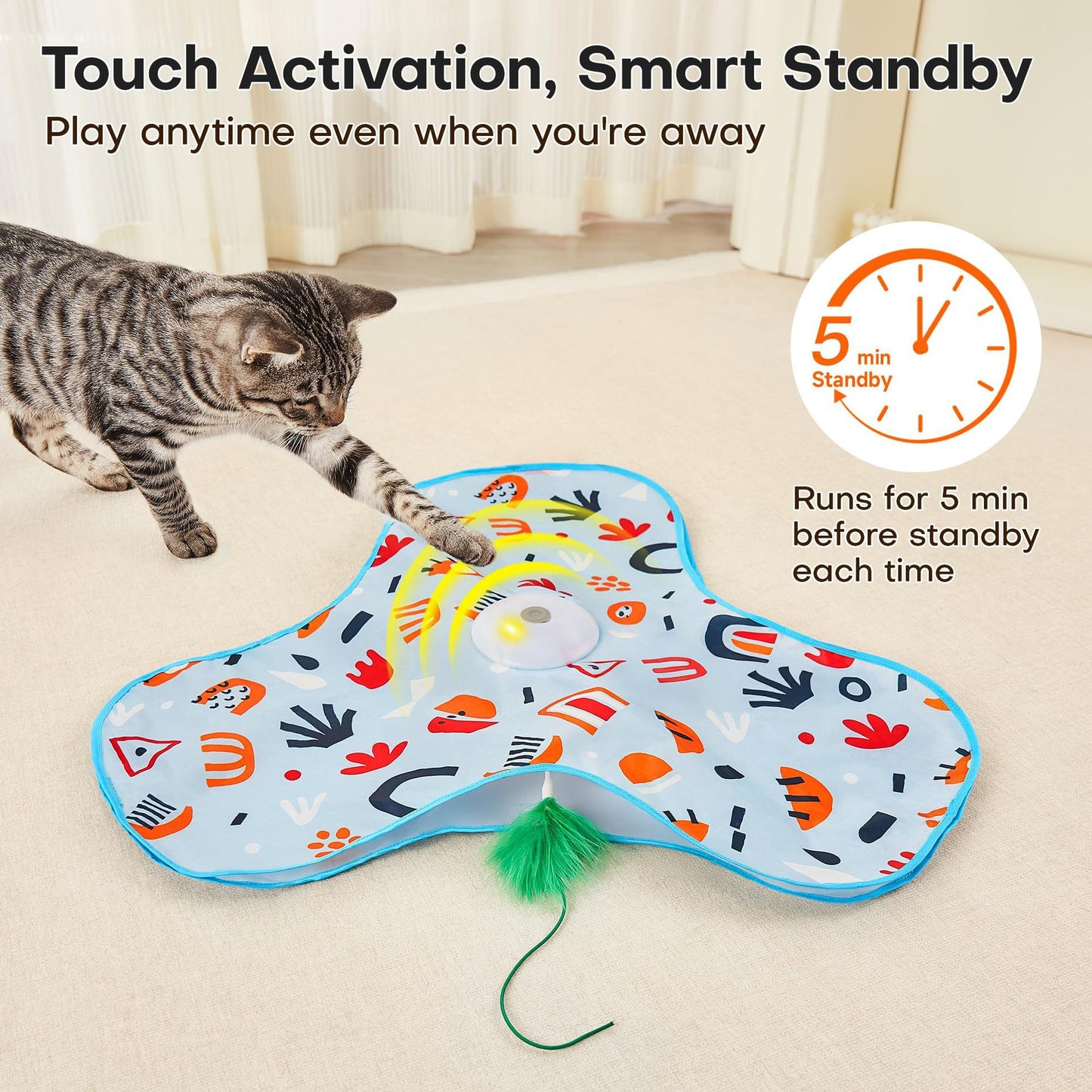 touch activation smart standy indoor cat toys