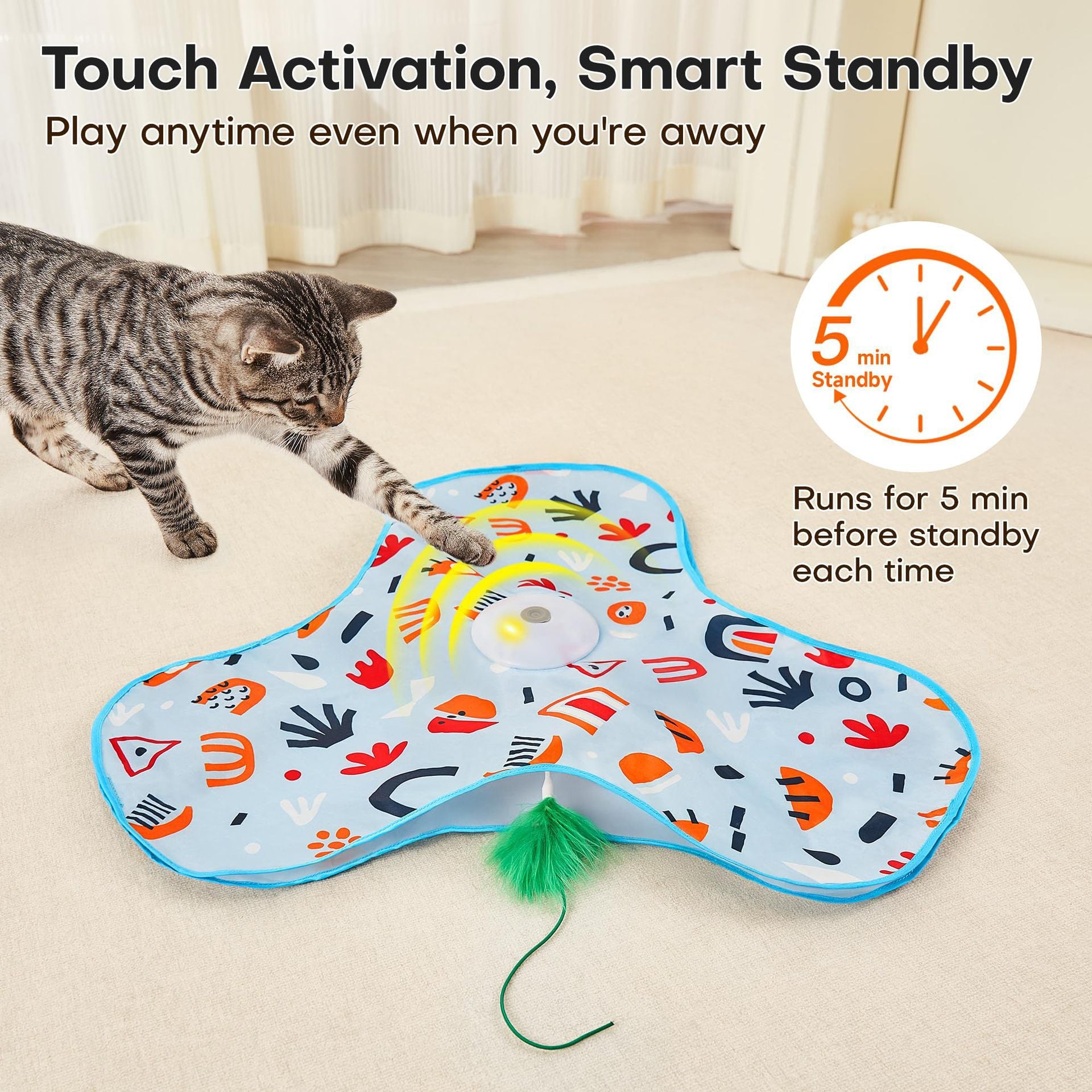 touch activation smart standy indoor cat toys