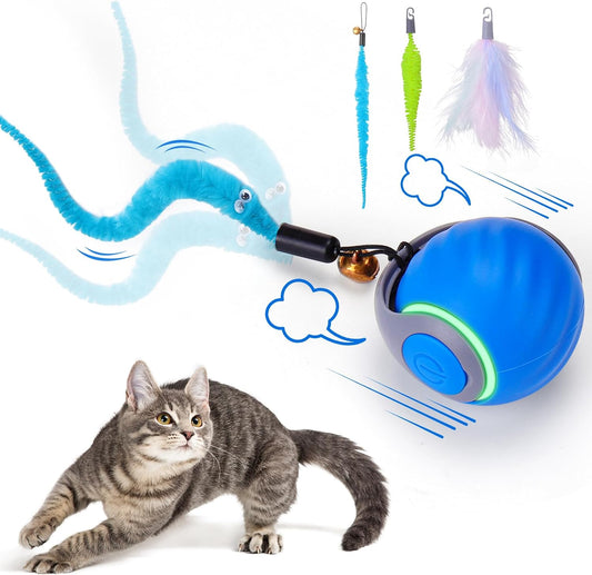 Blue Interactive Cat Toys with 3 tails