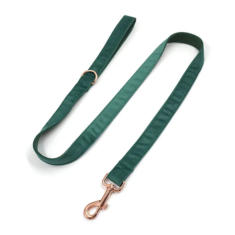 3 Pcs Stripe Velvet Personalized Dog Collar Leash Bowtie Set