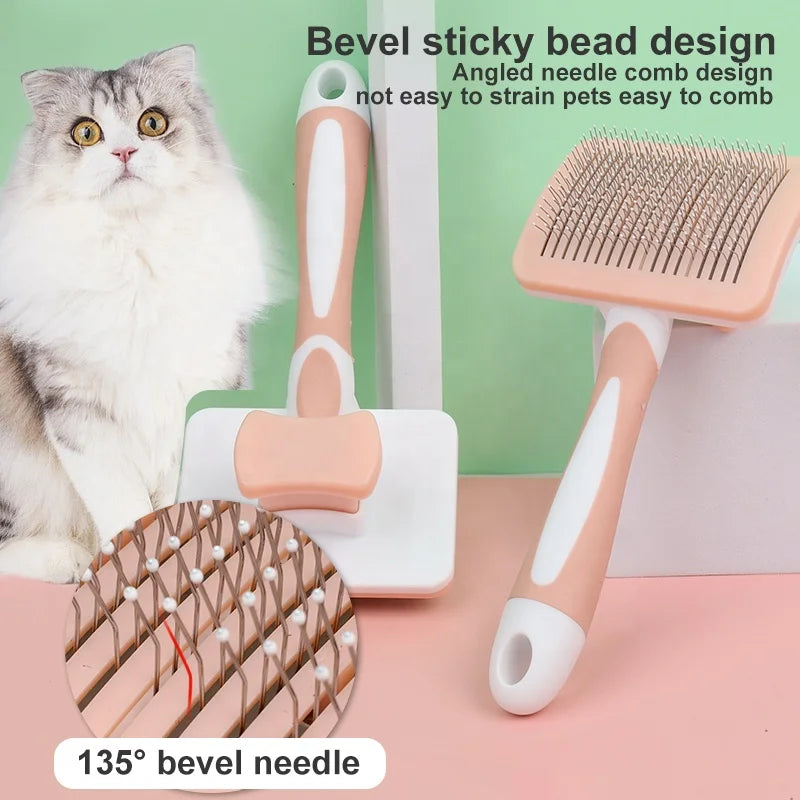 Pet Button Hair Removal Comb Cat Dog Grooming Slicker Brush
