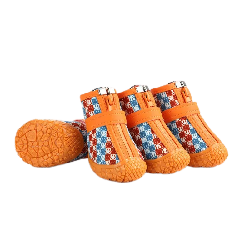 4pcs Breathable Soft-soled Rain Boots Dog Foot Cover Waterproof Pet Shoes