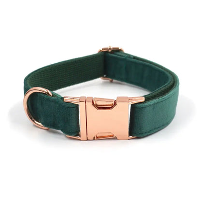 3 Pcs Stripe Velvet Personalized Dog Collar Leash Bowtie Set