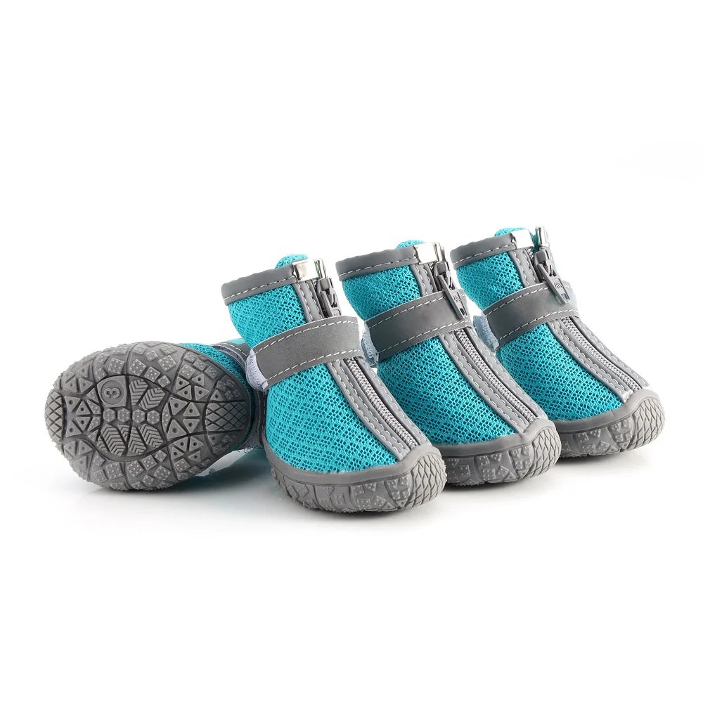 4pcs Air Mesh Surface Dog Shoes With Reflective Strips Small Medium Large Dog