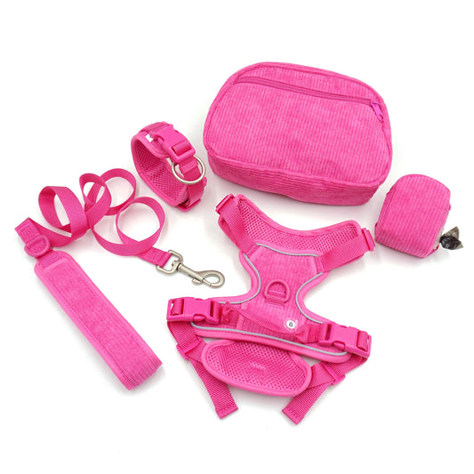 Dog Collar Walking Bag with Poop Dispenser Set No Pull Dog Harness