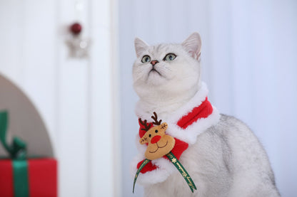 Cat scarf autumn and winter sweater collar pet christmas winter cute new year kitten new year cat bib clothes