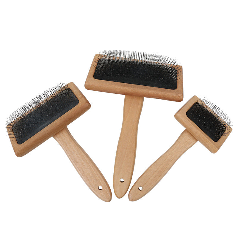 Pet Grooming Tools Dog Hair Removal Brush with Soft Solid Wood Handle