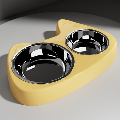 2 in 1 Double Pet Food Bowl Stainless Steel Slow Feeder Dog Bowl