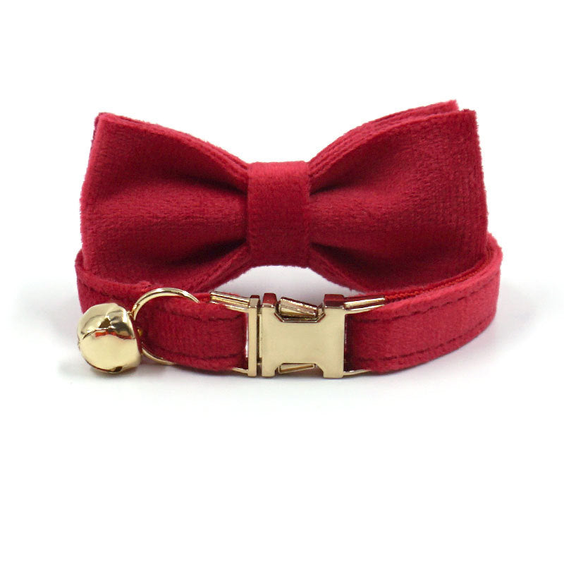 Velvet Luxury Personalized Cat Collar with Small Bell And Bowtie